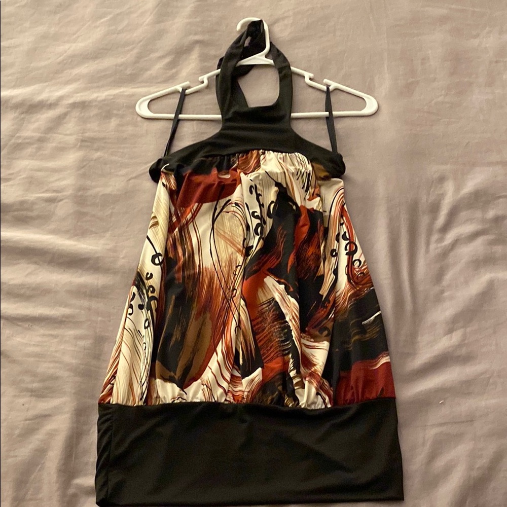 Stylish Halter Dress with Abstract Print